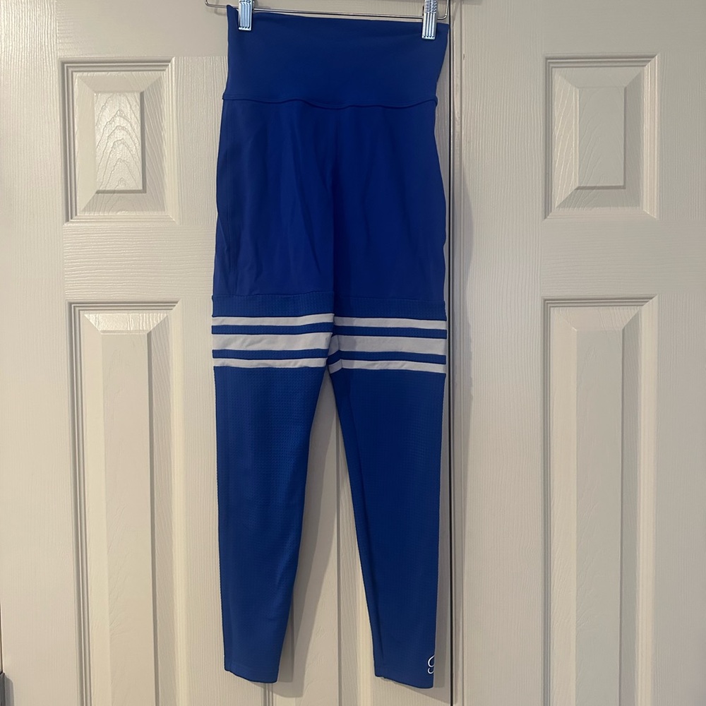 Bombshell Sportswear Blue and White Striped Leggings - Picture 5 of 5